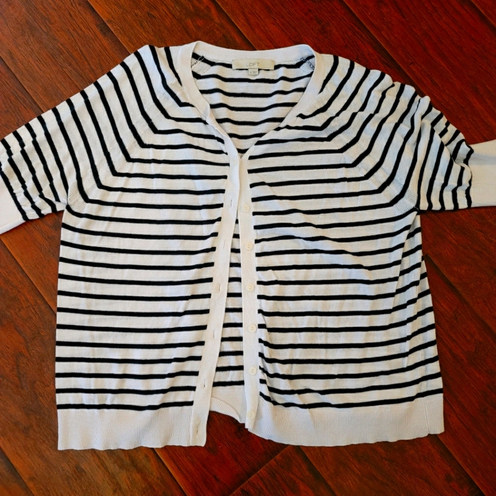 Loft XL Navy striped cardigan